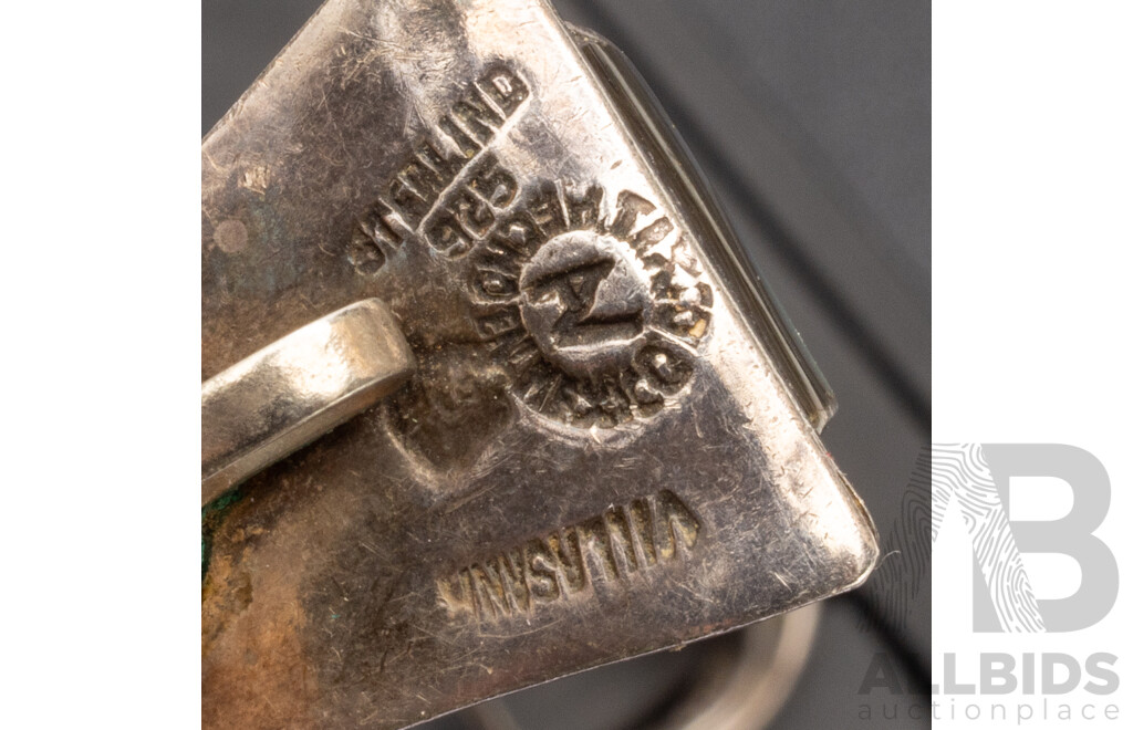 Vintage 925 Sterling Silver and Fine Inlayed Abalone Bracelet, Ring and Earrings Set - by Alfredo Villasana, Taxco, Mexico