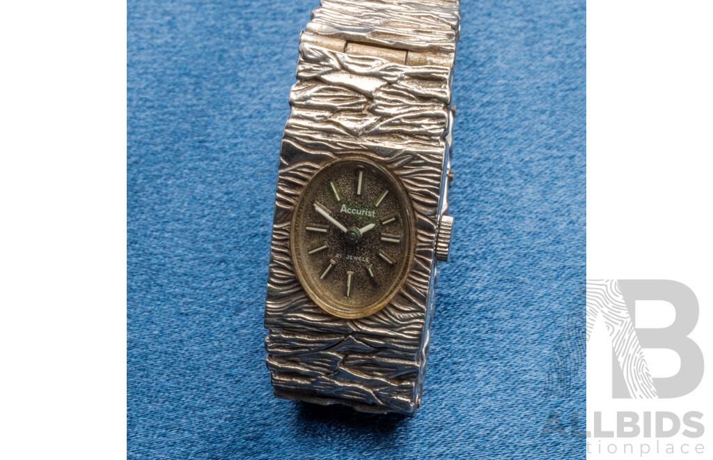 Vintage 925 Sterling Silver Brutalist 'Accurist' Swiss 21 Jewels Watch - by Robert Larin, Canada