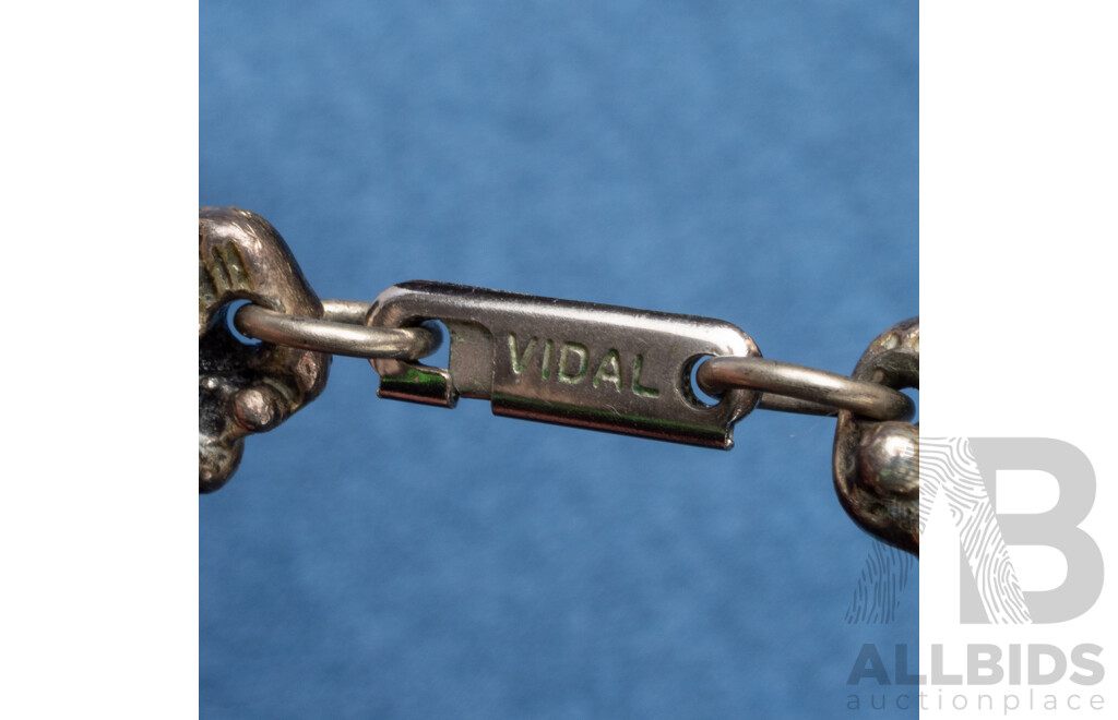 Vintage Handmade Oxidized Pewter Silver Tone Brutalist Necklace - by Robert Larin, Canada