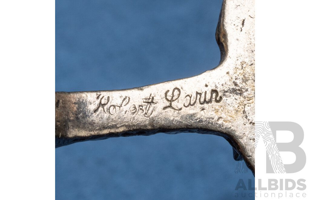 Vintage Oxidized Pewter Silver Tone Brutalist Pendant Necklace - by Robert Larin, Canada