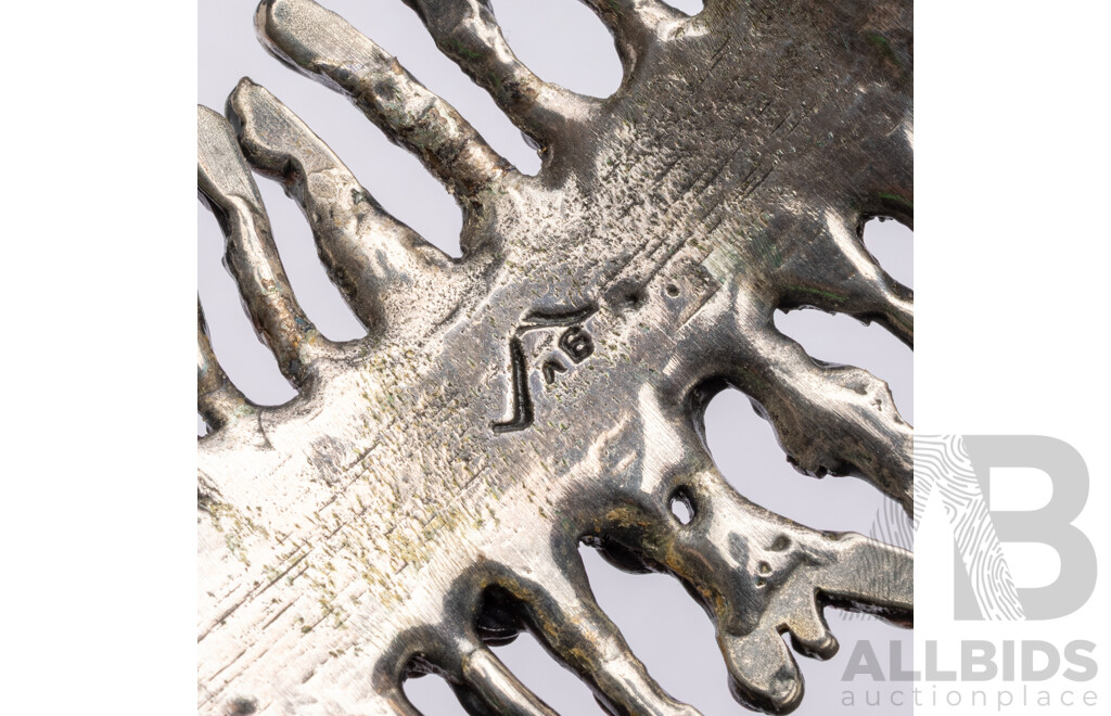 Vintage Oxidized Silver Tone Brutalist Hinged Bangle/Bracelet - by Robert Larin, Canada