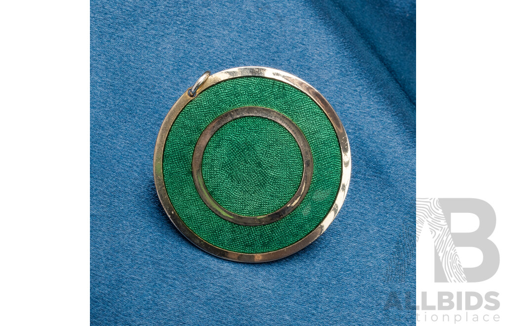 Vintage Mid Century Gold Tone Pendant with Fine Enamel Inlay - by De Passille-Sylvestre, Canada