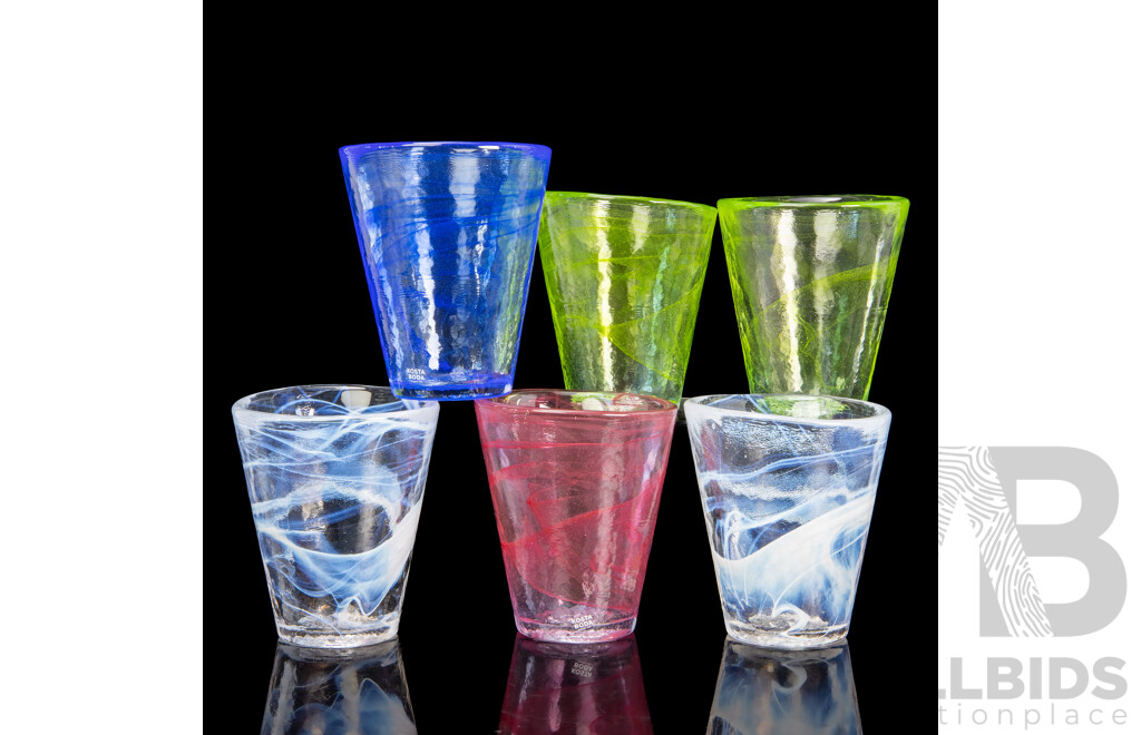 Set of Six Harlequin 'Mine' Tumblers by Ulrica Hydman- Vallien for Kosta Boda