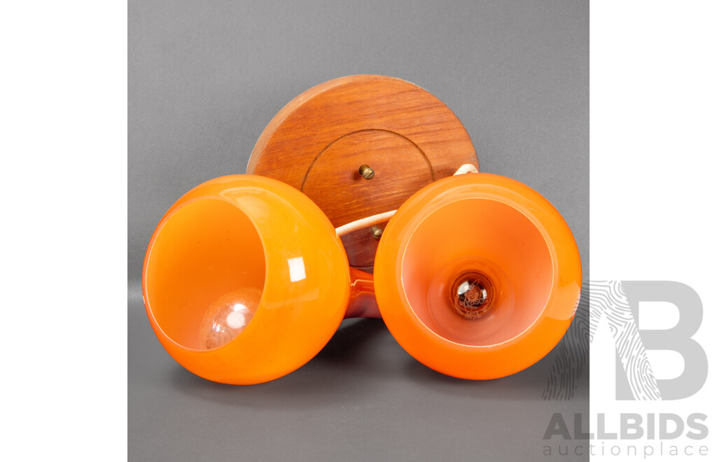 Pair of Orange Glass Pendant Lights