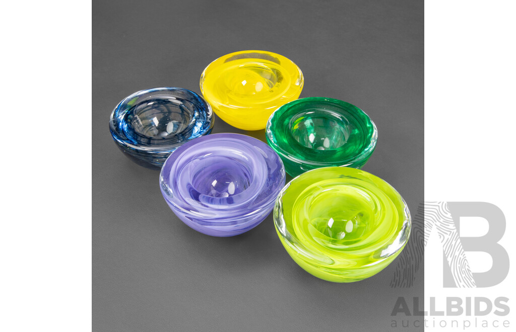 Collection of Five Kosta Boda Atoll Votives