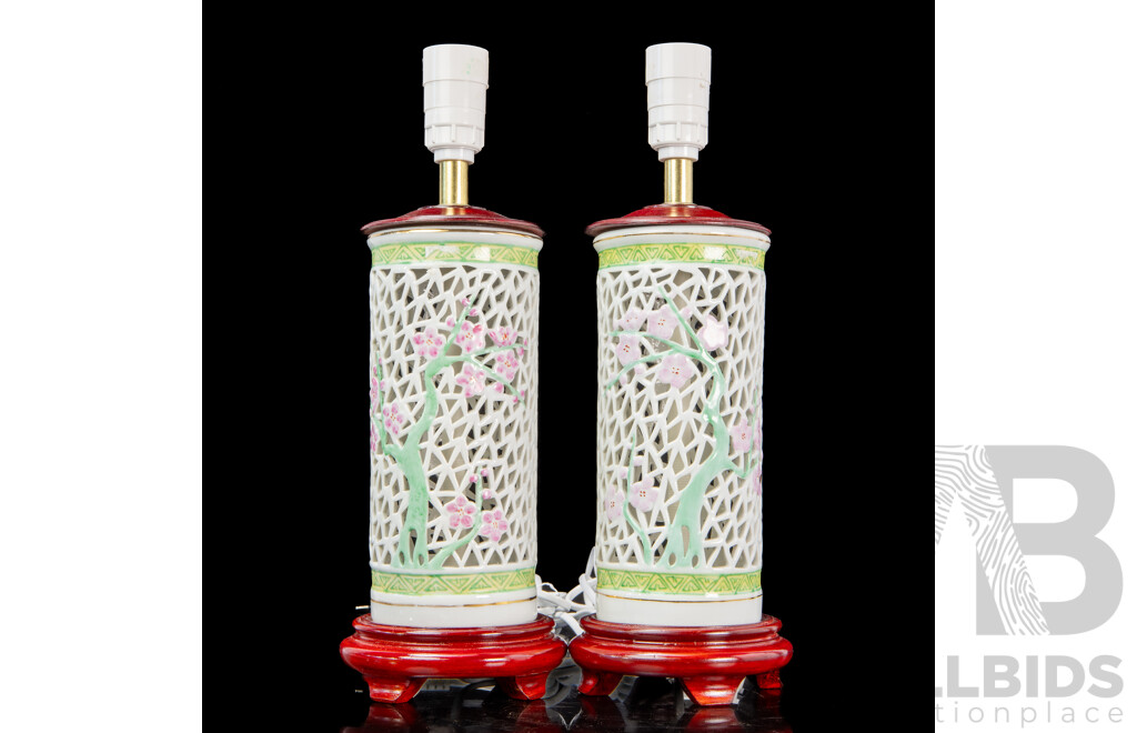 Pair of Chinese Ceramic Table Lamps