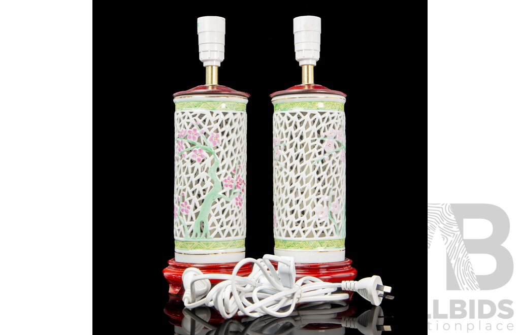 Pair of Chinese Ceramic Table Lamps