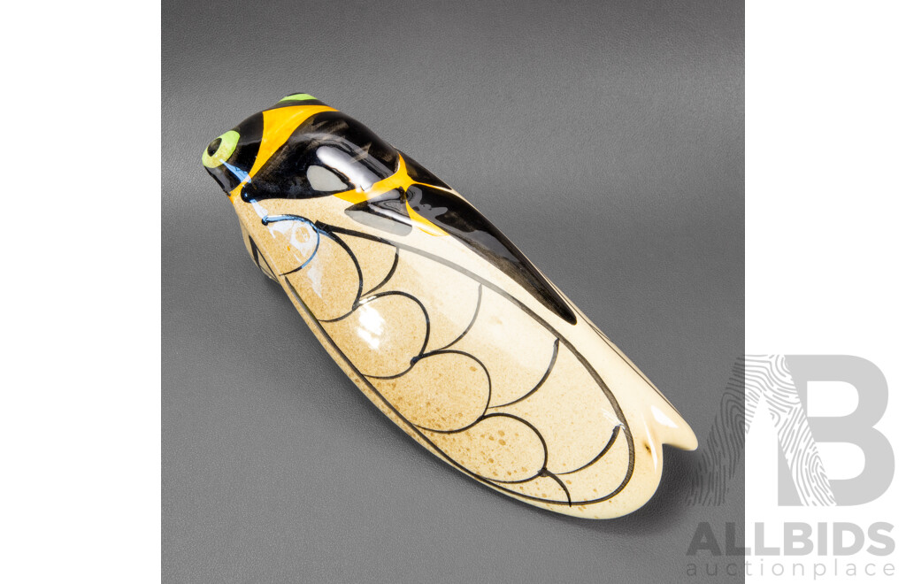 Vintage French Cigalle (cicada) Majolica Wall Pocket