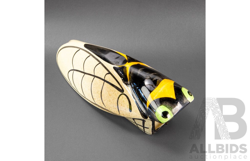 Vintage French Cigalle (cicada) Majolica Wall Pocket