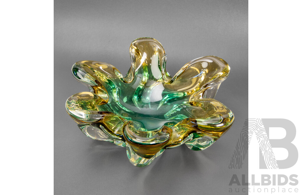 Sommerso Organic Form Art Glass Bowl