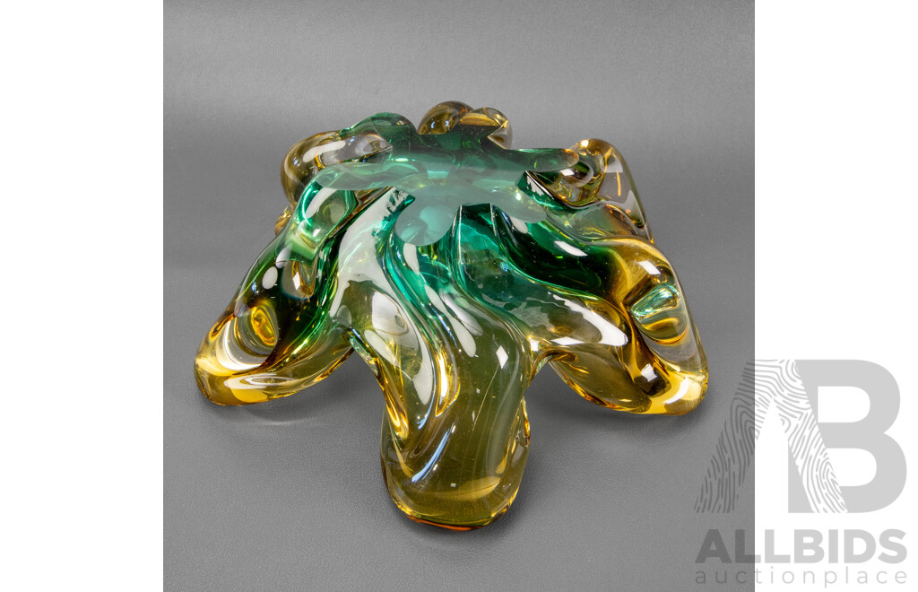 Sommerso Organic Form Art Glass Bowl