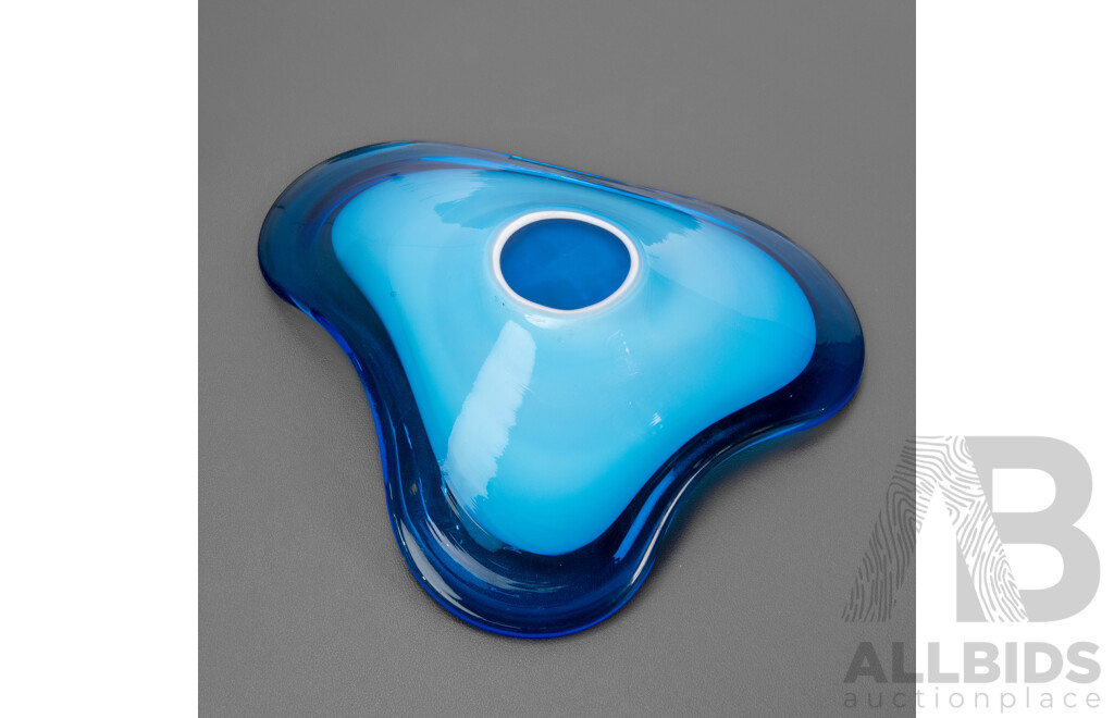 Biomorphic Murano Art Glass Bowl with Gold Inclusions