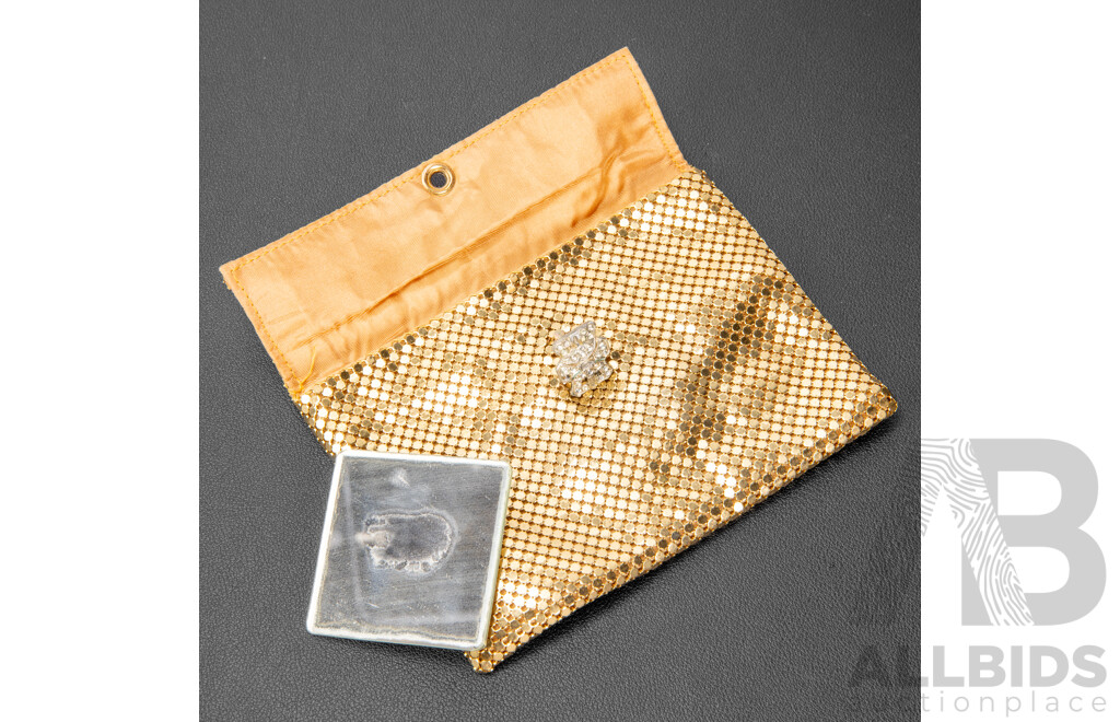 Vintage Whiting & Davis Gold Mesh Evening Clutch Purse