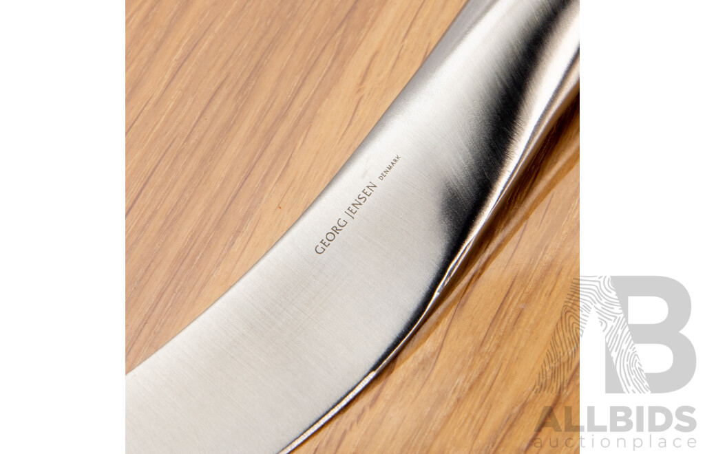Georg Jensen Oak and Stainless Steel Cheese Board and Knife in Original Box