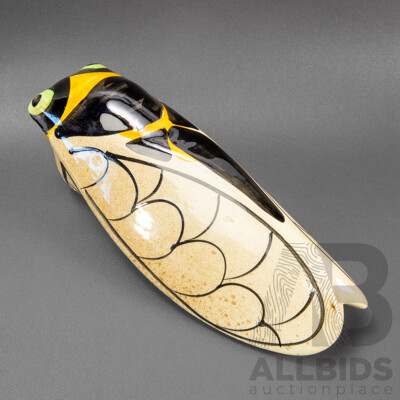 Vintage French Cigalle (cicada) Majolica Wall Pocket