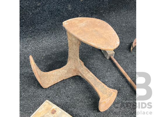 1660183 · Mixed Vintage Hand Tool Lot - Stanley Hand Plane, Wood Clamp, Hammer, Trowel & More