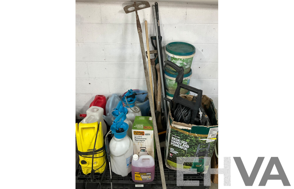 Two Karcher & One Gerni Pressure Washer & Assorted Gardening Equipment and Tools