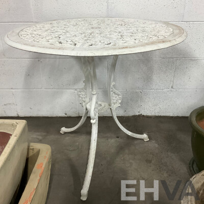 Garden Round Table and Assorted Pots