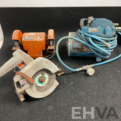 Vintage Black & Decker Circular Saw & GMP 125mm Handy Grinder & Beaver Compressor