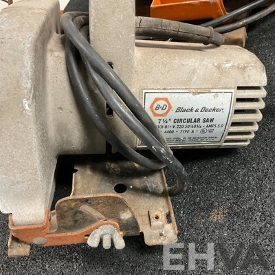 Vintage Black & Decker Circular Saw & GMP 125mm Handy Grinder & Beaver Compressor