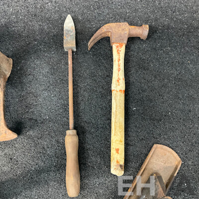 Mixed Vintage Hand Tool Lot - Stanley Hand Plane, Wood Clamp, Hammer, Trowel & More