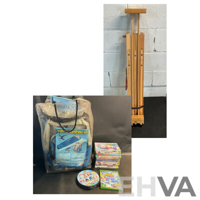 Creative Pl Wooden Easel Stand with Young Camping Set and Assorted DVD & Sonic for Xbox One