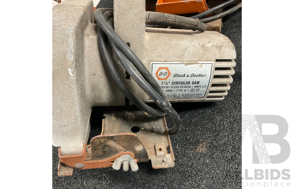Vintage Black & Decker Circular Saw & GMP 125mm Handy Grinder & Beaver Compressor