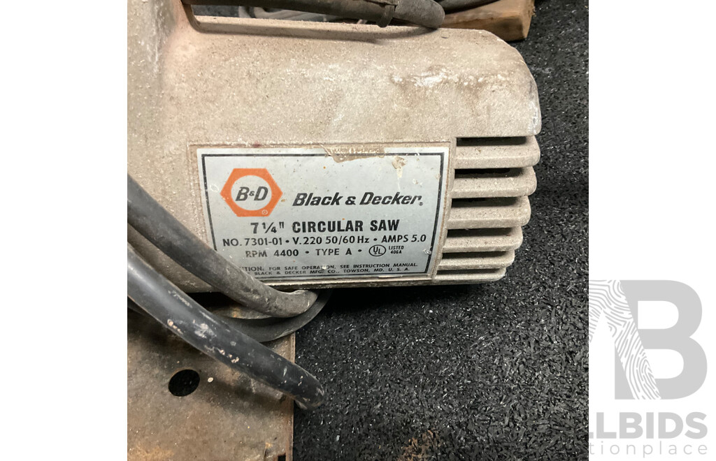 Vintage Black & Decker Circular Saw & GMP 125mm Handy Grinder & Beaver Compressor