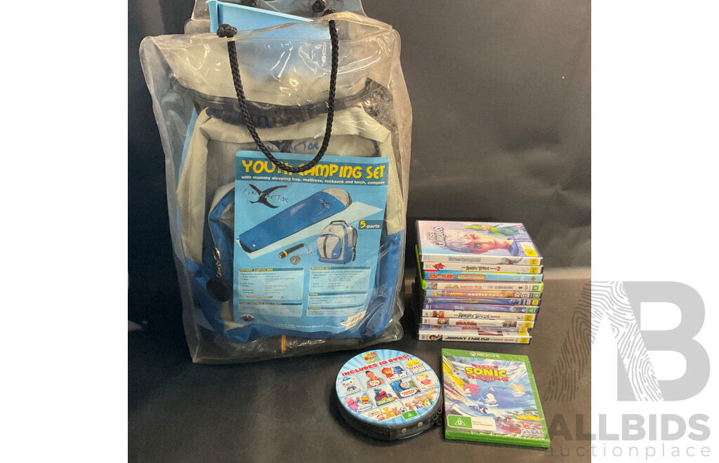 Creative Pl Wooden Easel Stand with Young Camping Set and Assorted DVD & Sonic for Xbox One