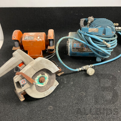Vintage Black & Decker Circular Saw & GMP 125mm Handy Grinder & Beaver Compressor