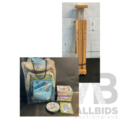 Creative Pl Wooden Easel Stand with Young Camping Set and Assorted DVD & Sonic for Xbox One