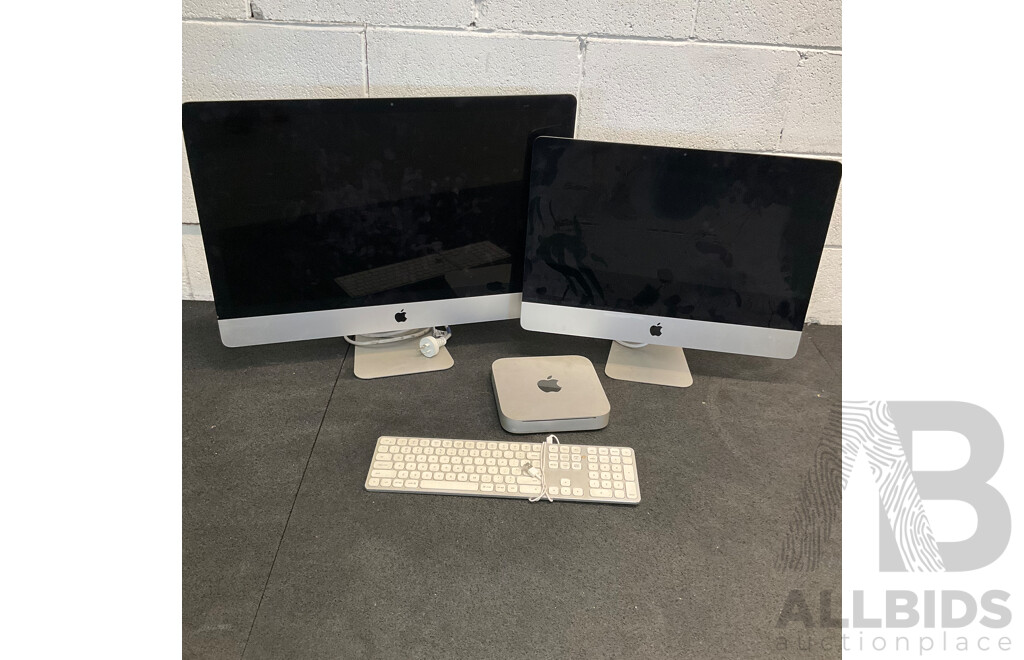 Assorted Apple IMac Desktop Computers, Imac Mini and Keyboard - Lot of 4