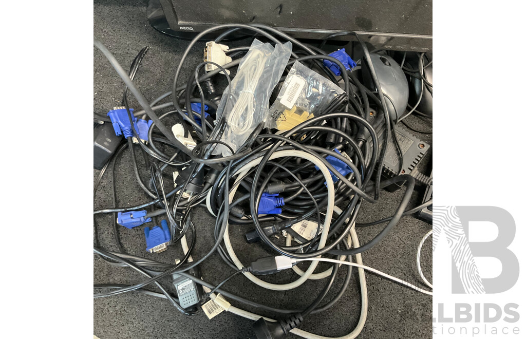 Assorted Computer Equipment, Including DELL and BenQ Monitors, Keyboards and Cables