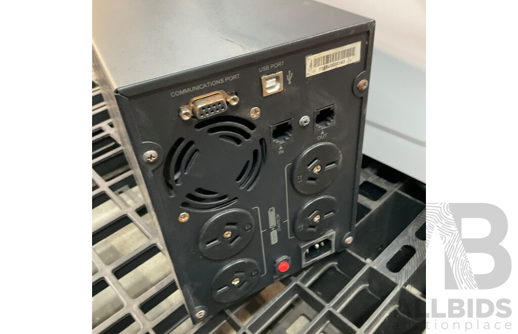 WESTINGHOUSE Microwave, LOGITECH Speaker, KOGAN USB Ports, Wire Mesh Waste Basket and CYBERPOWER Uninterruptible Power Supply - Lot of 5