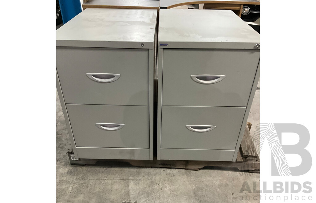 J.BURROWS Washington Corner Workstation and Two Metal Filing Cabinets 