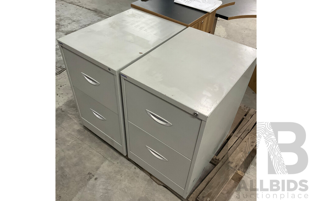 J.BURROWS Washington Corner Workstation and Two Metal Filing Cabinets 