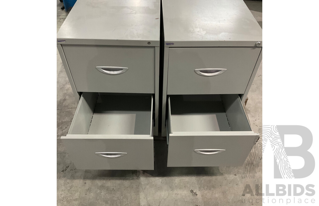 J.BURROWS Washington Corner Workstation and Two Metal Filing Cabinets 