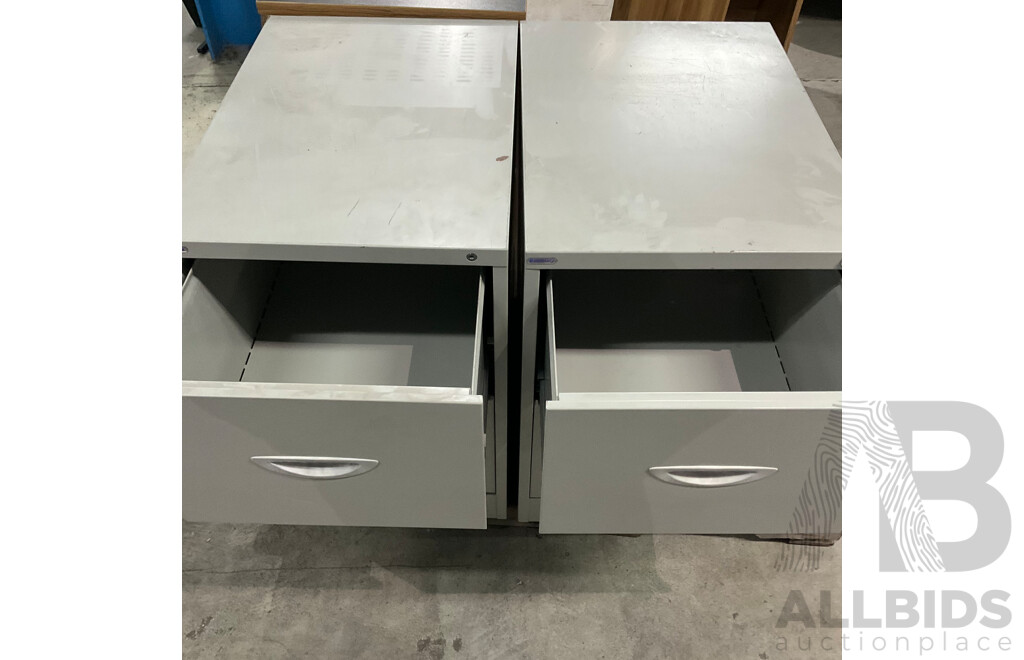 J.BURROWS Washington Corner Workstation and Two Metal Filing Cabinets 