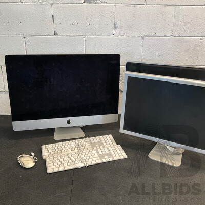 Assorted Apple IMac Desktop Computers, Monitors, Keyboards and Mouse - Lot of 6