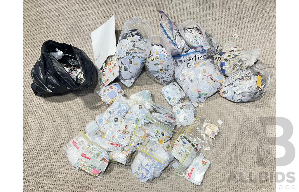 Large Collection of Cancelled Australian Stamps Spanning Predecimal to 2010's - Approximately 18 Kilograms