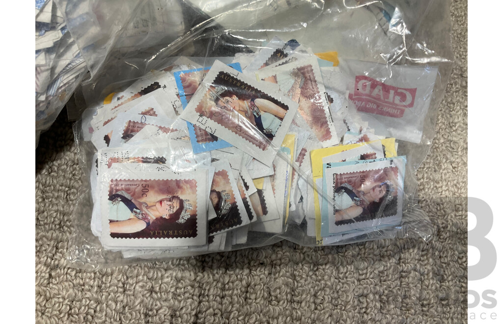 Large Collection of Cancelled Australian Stamps Spanning Predecimal to 2010's - Approximately 18 Kilograms