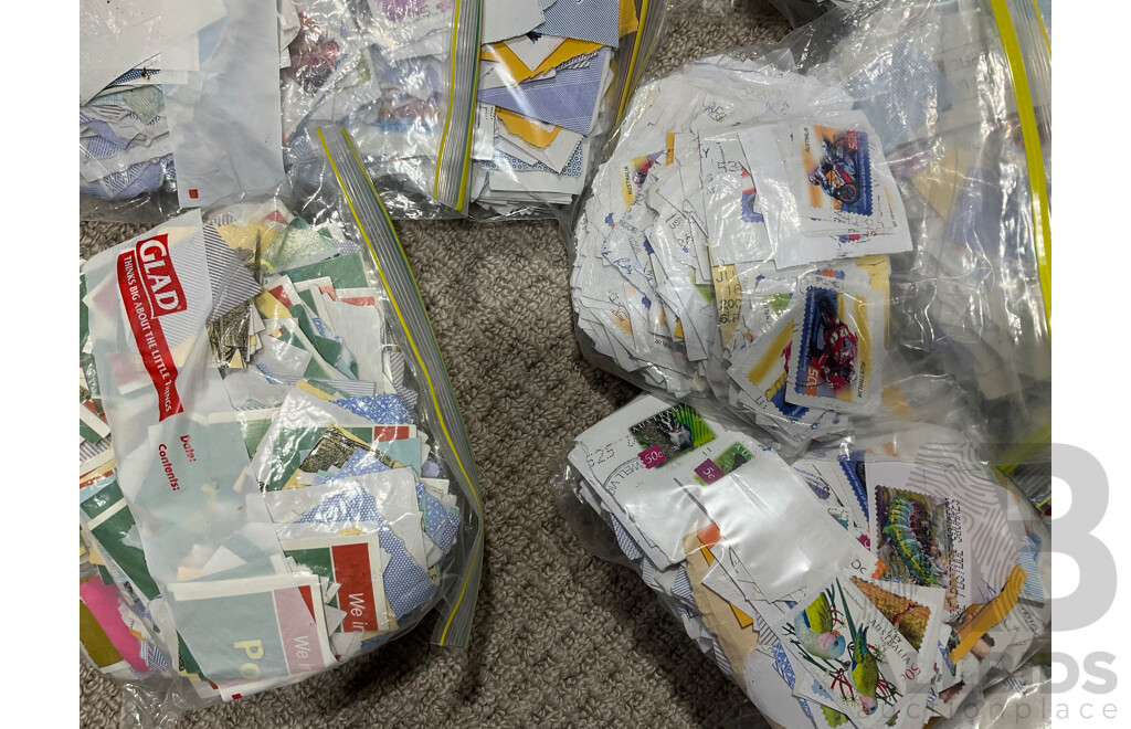 Large Collection of Cancelled Australian Stamps Spanning Predecimal to 2010's - Approximately 18 Kilograms