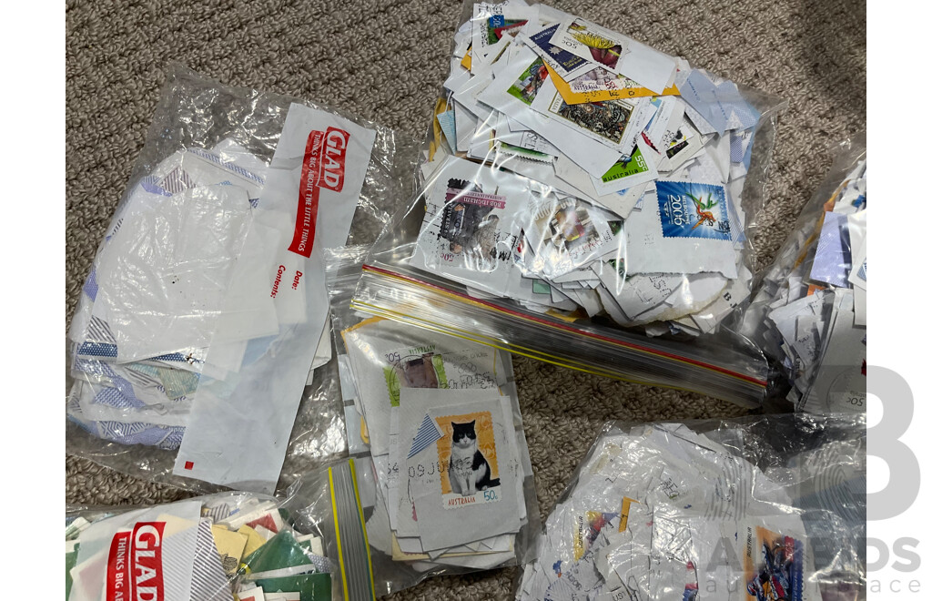 Large Collection of Cancelled Australian Stamps Spanning Predecimal to 2010's - Approximately 18 Kilograms
