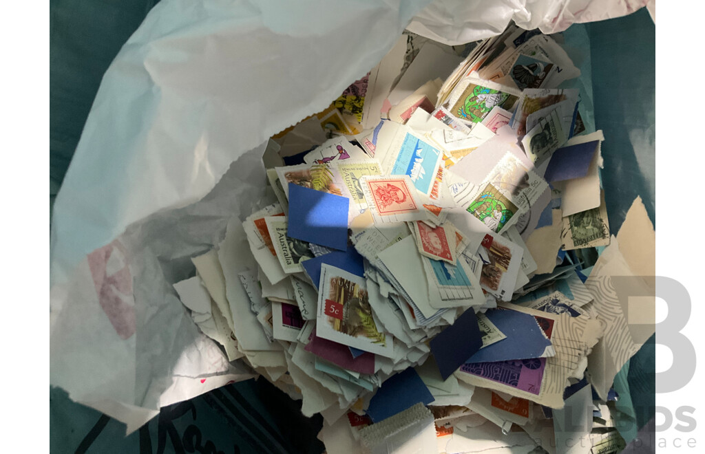 Large Collection of Cancelled Australian Stamps Spanning Predecimal to 2010's - Approximately 18 Kilograms