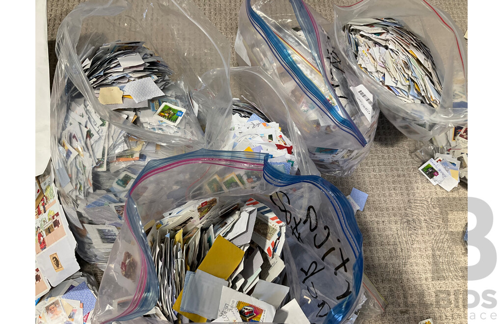 Large Collection of Cancelled Australian Stamps Spanning Predecimal to 2010's - Approximately 18 Kilograms