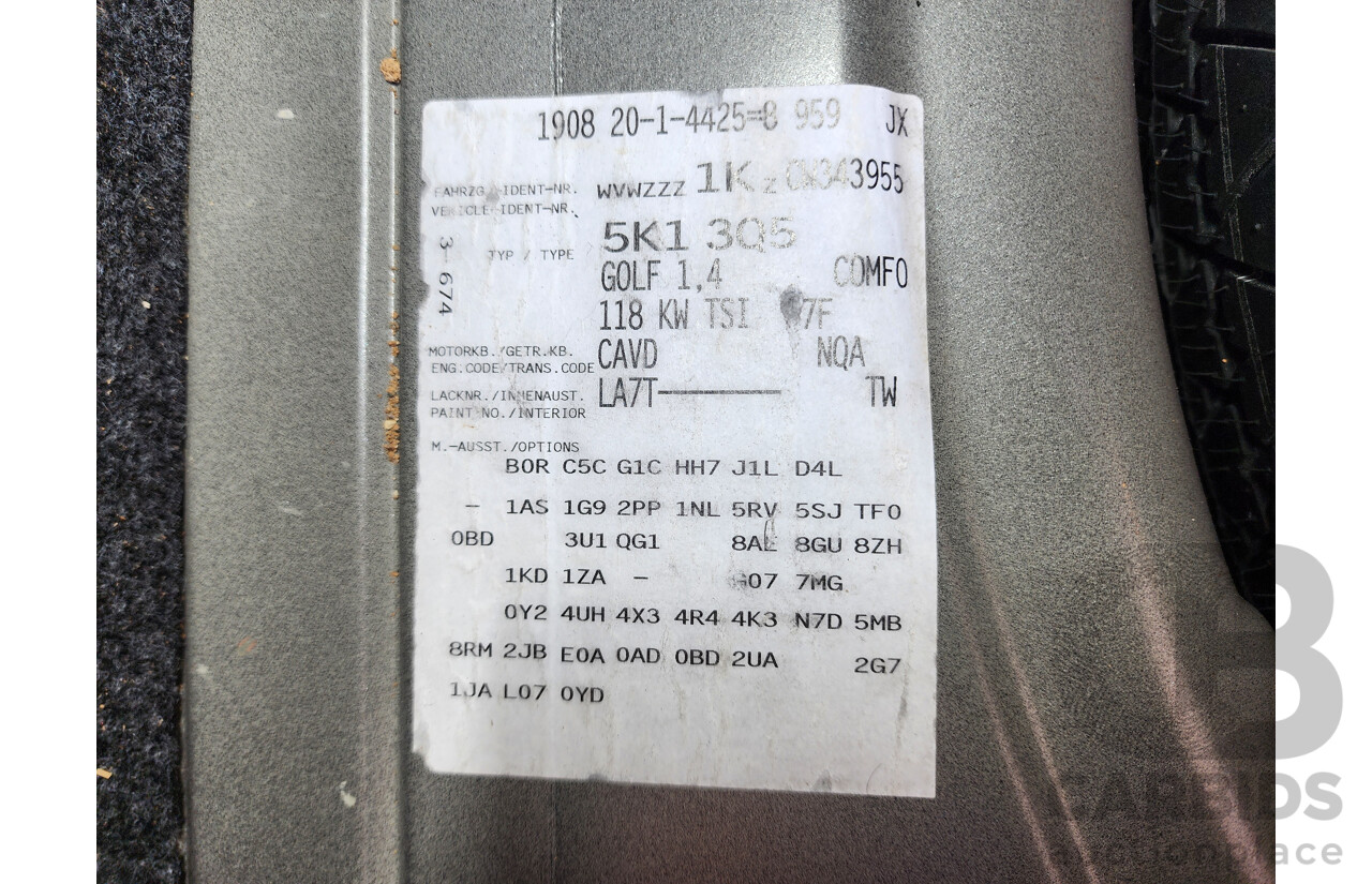 7/2012 Volkswagen Golf 118 TSI Comfortline 1K MY12 5d Hatchback Grey 1.4L