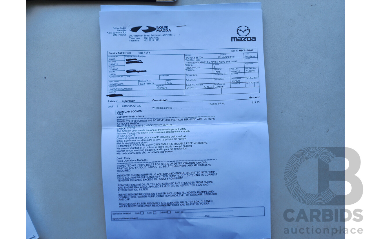 1/2010 Mazda Mazda2 NEO DE MY10 5d Hatchback Blue 1.5L