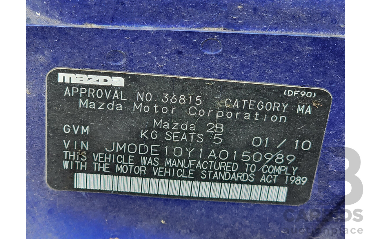1/2010 Mazda Mazda2 NEO DE MY10 5d Hatchback Blue 1.5L