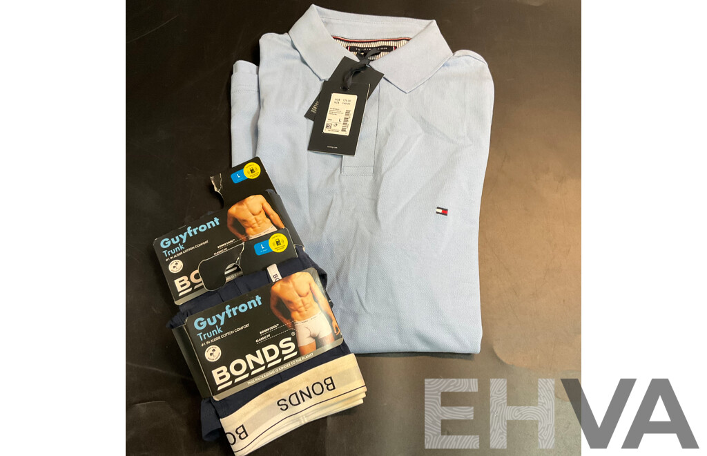 Tommy Hilfiger Blue Polo Shirt Size L & Bonds Trunk Size L X2