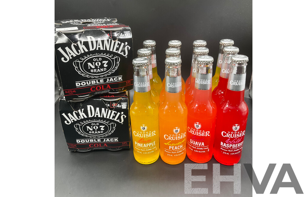 Jack Daniel’s Double Jack & Cola (375ml x8) & Vodka Cruiser (x12) (Lot of 20)